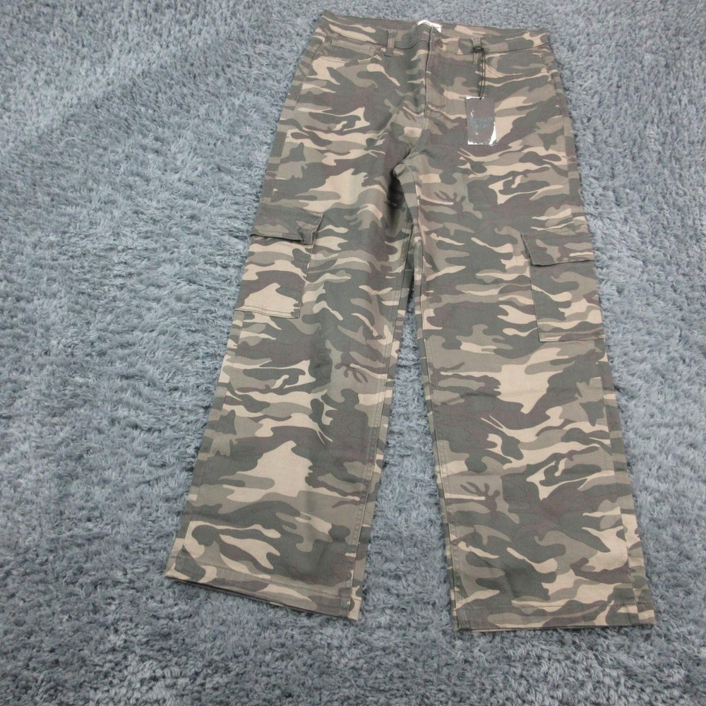 Studio Blue Pants Mens 32 Green Beige Woodland Camo Cargo Stretch 34x30* NWT